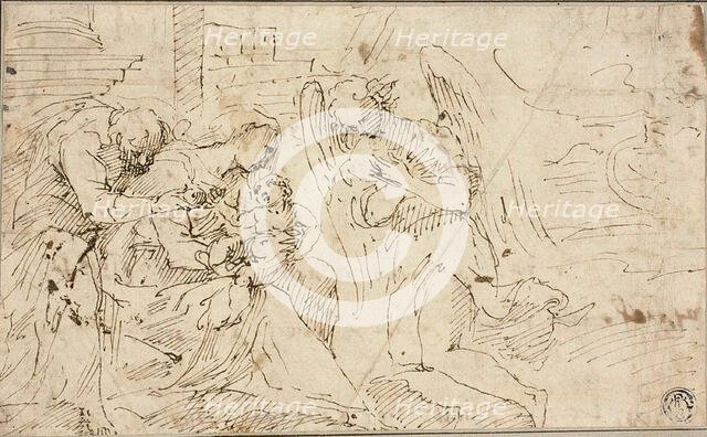 Holy Family with Angel, c.1525. Creator: Jacopo Palma.