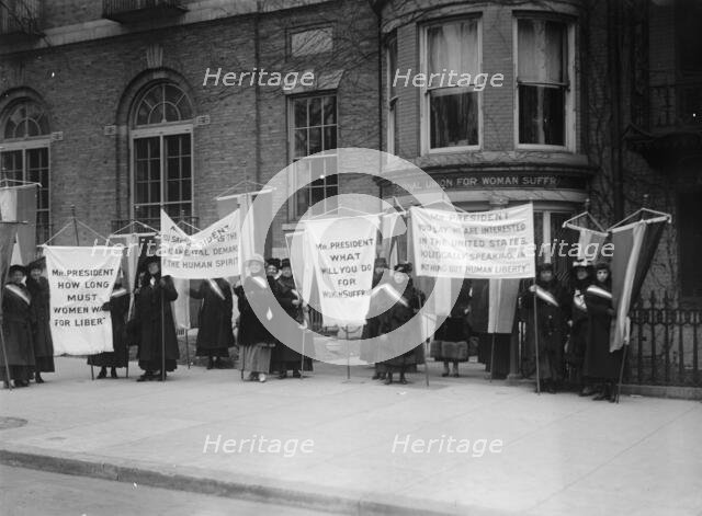 Woman Suffrage - Pickets at White House, 1917. Creator: Harris & Ewing.