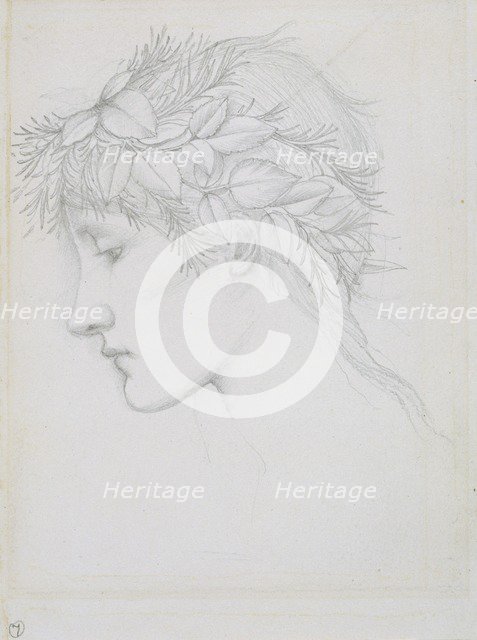 'Head crowned with leaves', 1897. Creator: Sir Edward Coley Burne-Jones.