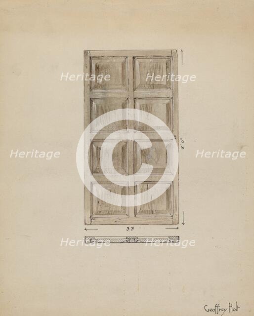 Old Paneled Door: Outside Door to Monastery, c. 1936. Creator: Geoffrey Holt.