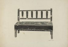 Spanish Colonial Mission Bench, c. 1937. Creator: Edward Jewett.