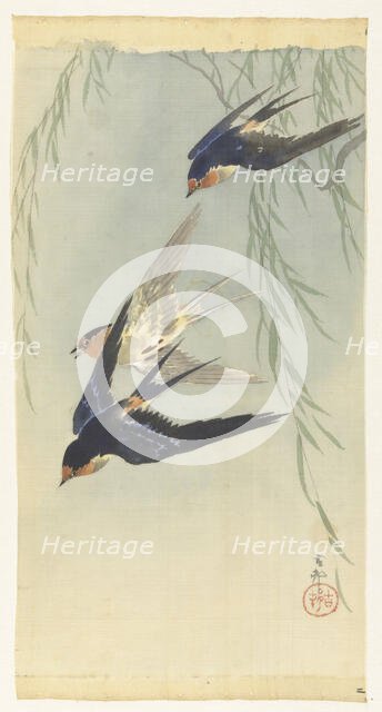 Three birds in full flight. Creator: Ohara, Koson (1877-1945).