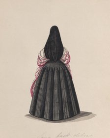A woman wearing the saya viewed from behind, from a group of drawings depicting..., ca. 1848. Creator: Attributed to Francisco (Pancho) Fierro.