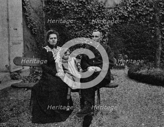 'M. and Mme Curie in the garden of their Paris house', c1902, (1903). Artist: Paris Ellis.