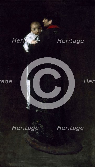 Mother and Child (The First Portrait), c. 1888. Artist: Chase, William Merritt (1849-1916)