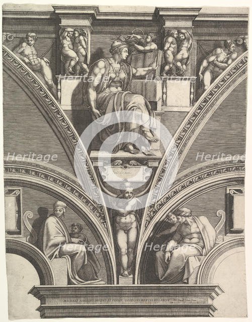 The Eritrean Sibyl; from the series of Prophets and Sibyls in the Sistine Chapel, 1570-75. Creator: Giorgio Ghisi.