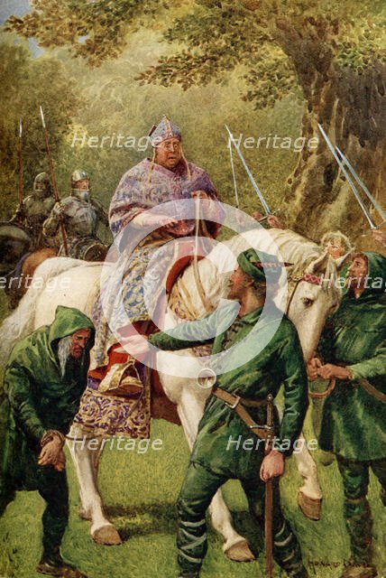 'Robin Hood Meets the Bishop of Hereford', 1932.  Creator: Howard Davie.