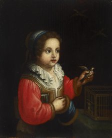 A girl with a birdcage, 1800-1899. Creator: Unknown.