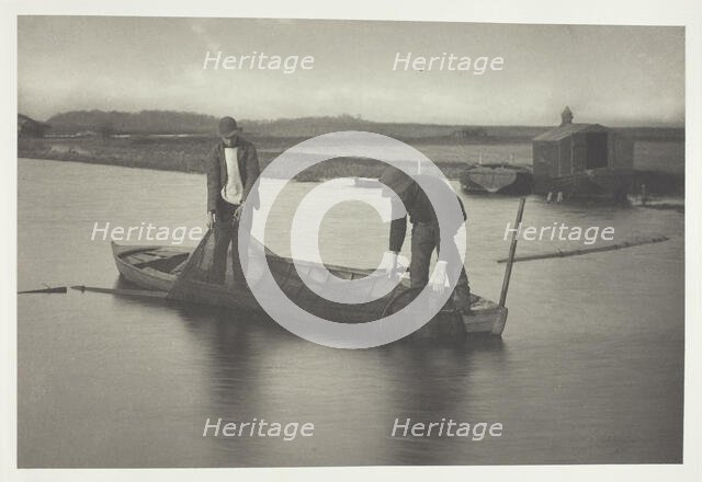 Taking up the Eel-Net, 1886. Creator: Peter Henry Emerson.