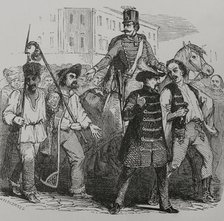 Hungarian Revolution of 1848 (15 March 1848-4 October 1849): A recruitment in Hungary, 1856. Creator: Henri Theophile Hildibrand.