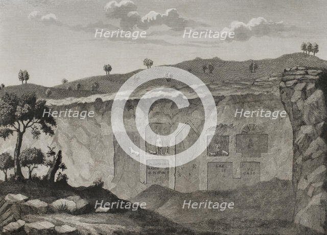 Temple of Diana that Morales recognized in the Almudejo hill, Guadalajara province, Spain, 1852.  Creator: Antonio Roca Sallent.