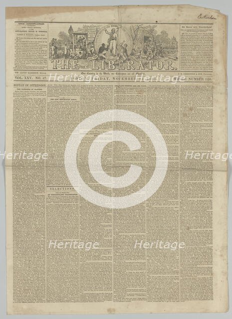 The Liberator, Vol. XXV, No. 47, November 23, 1855. Creator: Unknown.