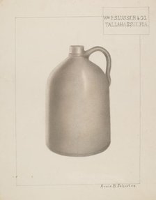 Stoneware Jug, c. 1937. Creator: Annie B Johnston.