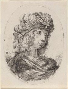 Sultaness in a Banded Turban, Turned to the Right, 1649/1650. Creator: Stefano della Bella.