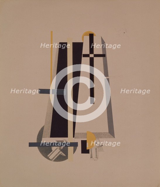 Coffin-makers. Figurine for the opera Victory over the sun by A. Kruchenykh, 1920-1921. Artist: Lissitzky, El (1890-1941)
