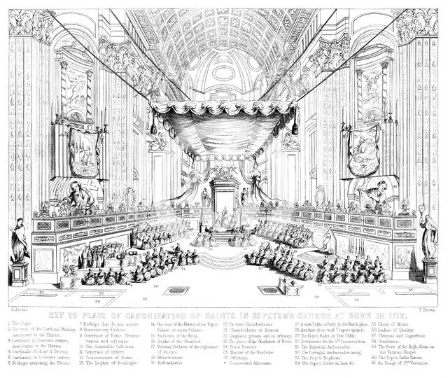 Canonisation of Saints in St Peter's Church, Rome, 1712.Artist: T Brown