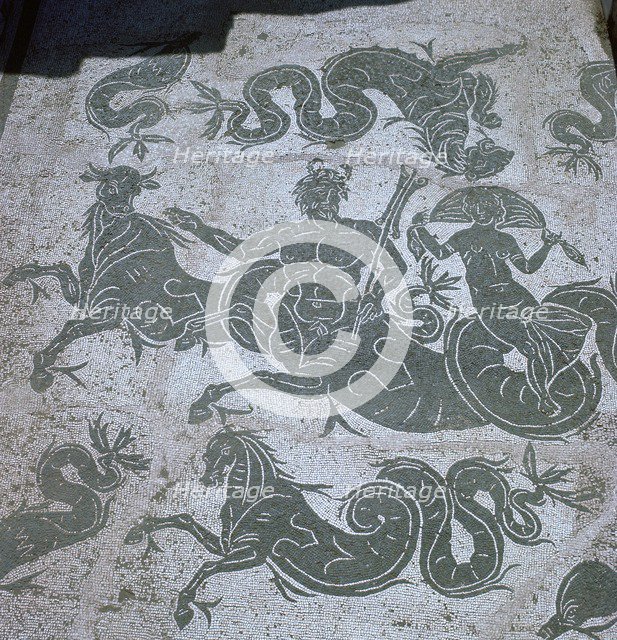 Roman floor mosaic showing Neptune, 3rd century. Artist: Unknown