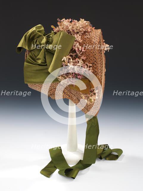 Poke bonnet, American, ca. 1865. Creator: Unknown.