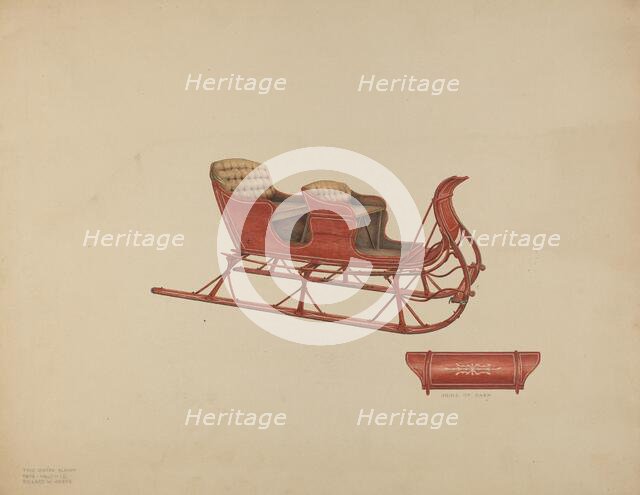 Two Seated Sleigh, c. 1939. Creator: Rolland Ayres.