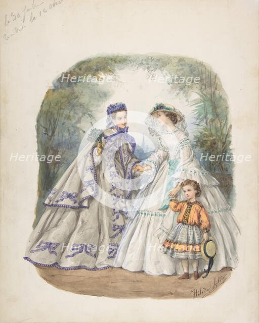 Illustration for a French fashion magazine, ca. 1862. Creator: Heloise Leloir.