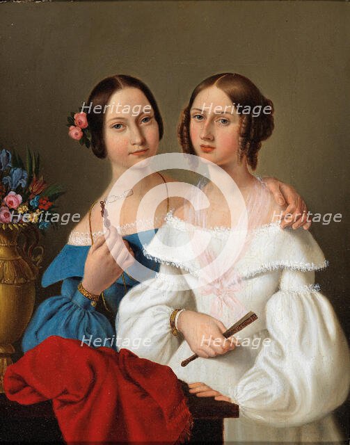 Portrait of the sisters Auguste von Luschin (1823-1912) and Caroline von Luschin (1822-1898). Creator: Schiavoni, Giovanni (1804-1848).