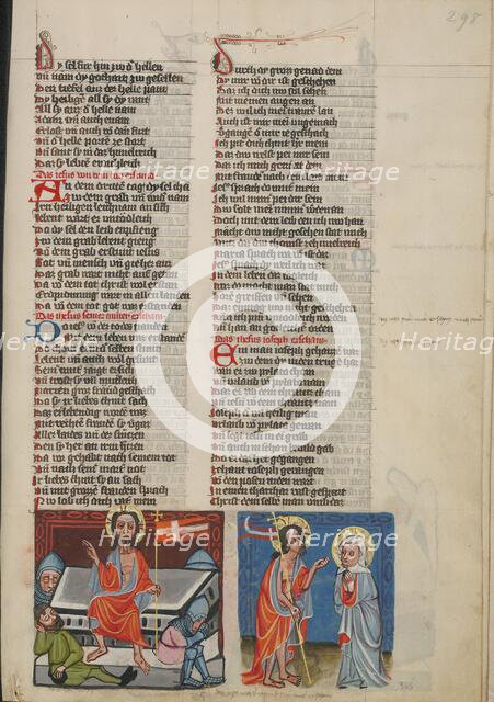 The Resurrection: The Appearance of Christ to his Mother; Weltchronik, about 1400-1410. Creator: Unknown.