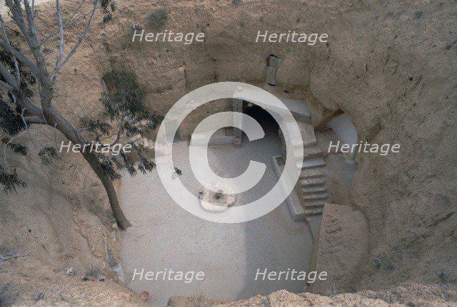 Pit dwelling in Tunisia.