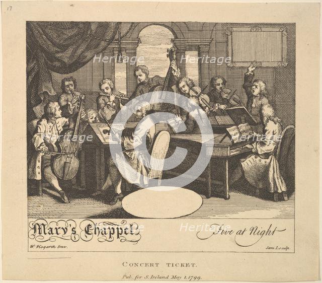 Concert Ticket - Mary's Chappel, Five at Night, May 1, 1799. Creator: Jane Ireland.