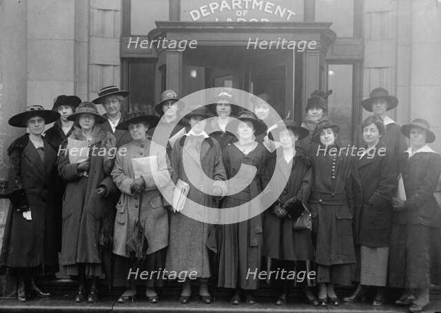 High Cost of Living - Investigators at Labor Dept. Miss Dorthea C. Davis; Mrs. Minnie E...., 1917. Creator: Harris & Ewing.