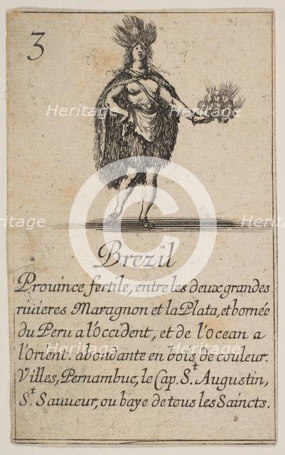 Brazil, from 'Game of Geography' (Jeu de la Géographie), 1644. Creator: Stefano della Bella.