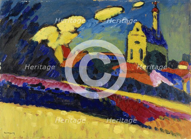 Study for Murnau - Landscape with Church , 1909. Creator: Kandinsky, Wassily Vasilyevich (1866-1944).