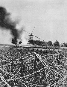 Bombardment of a windmill with Incendiary shells, Artois, France, World War I, 1915. Artist: Unknown