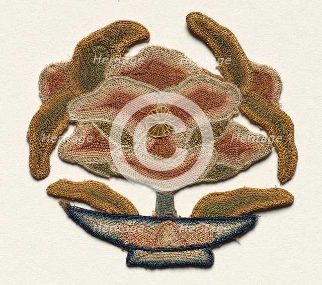 Fragment of Lotus Flower surrounded by Leaves, 1300s. Creator: Unknown.