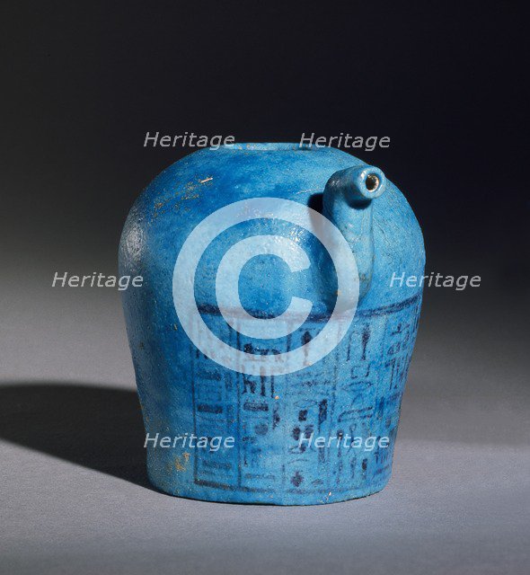 Spouted faience vessel with inscription, XXIst Dynasty, (c1070-c945 BC). Artist: Unknown.