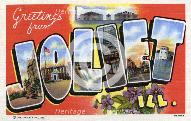 'Greetings from Joliet, Illinois', postcard, 1940. Artist: Unknown