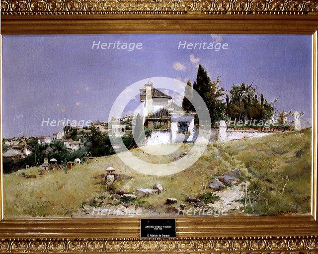 The Albaicin in Granada', oil by Antonio Gomar.