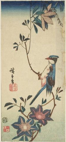 Blue bird on clematis, n.d. Creator: Ando Hiroshige.
