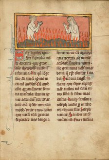 Fire Stones with a Naked Man and Woman; De Natura Avium; De Pastoribus et Ovibus, 1277 or after. Creator: Unknown.