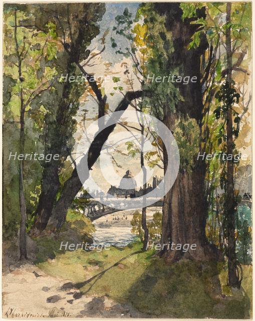 View of the Institut de France from the Foot of the Pont Royal, 1870. Creator: Henri Joseph Harpignies (French, 1819-1916).