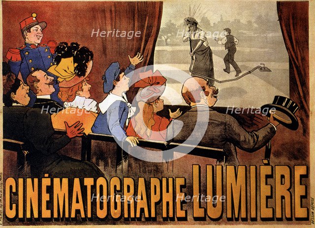 Poster advertising the Lumiere Brothers film 'L'arrosseur arrossé'.