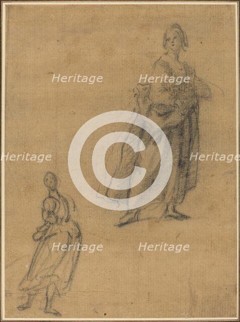 Two Studies of a Standing Woman, early 17th century. Creator: Unknown.