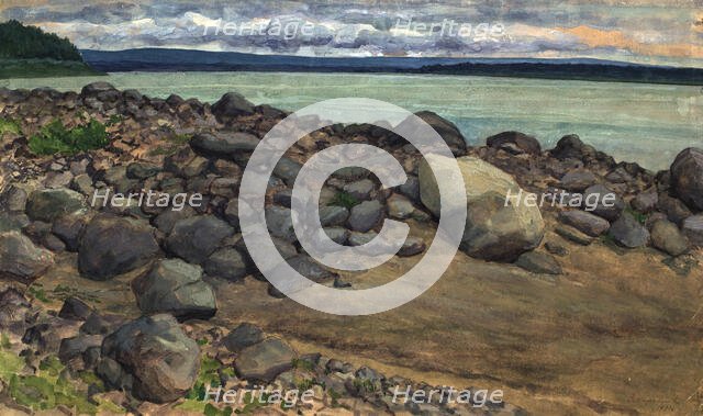 Stones on the bank of the Yenisei, Hag, 1921. Creator: Dmitrii Innokent'evich Karatanov.