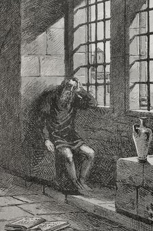 James II of Urgel (1380-1433) in his cell in the castle of Játiva (Xativa), where he was..., 1890. Creator: Joan Serra y Pausas.