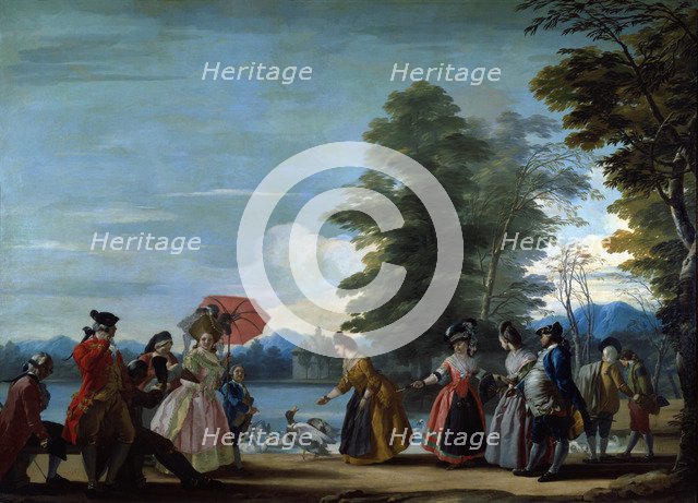 A walk along the large pond of El Retiro, 1780'.