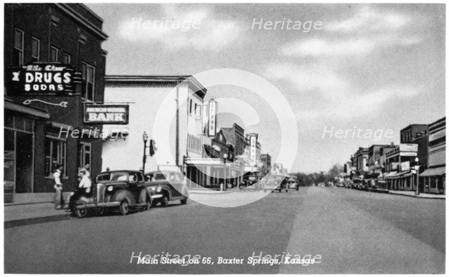Main Street on Route 66, Baxter Springs, Kansas, USA, 1946. Artist: Unknown