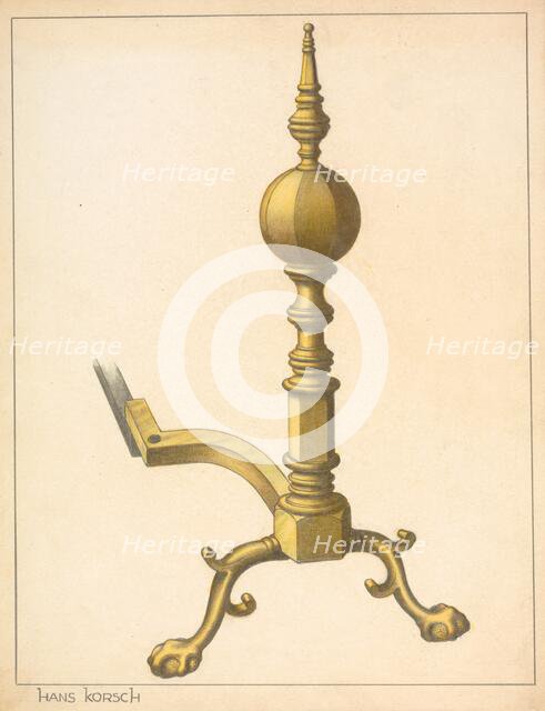 Andiron (one of pair), c. 1937. Creator: Hans Korsch.