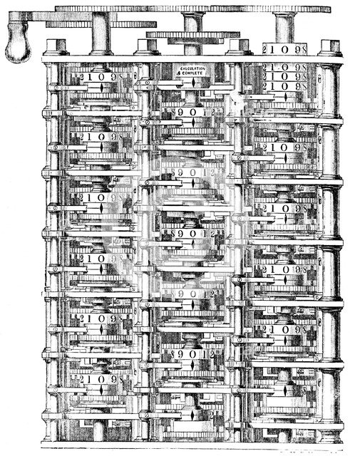 Babbage's 'difference machine', 1864. Artist: Charles Babbage
