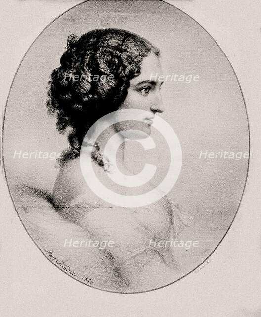 Portrait of Princess Marcelina Czartoryska, née Radziwill (1817-1894), 1850. Creator: Sandoz, Auguste (active 1793-1860).