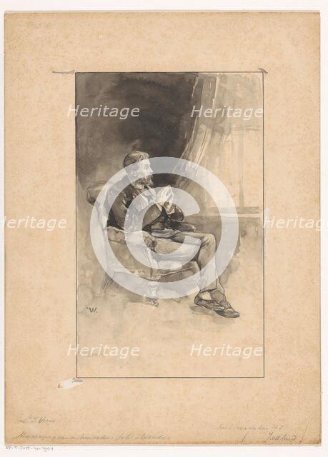 Musing man in an armchair, 1870-1937. Creator: Willem Wenckebach.
