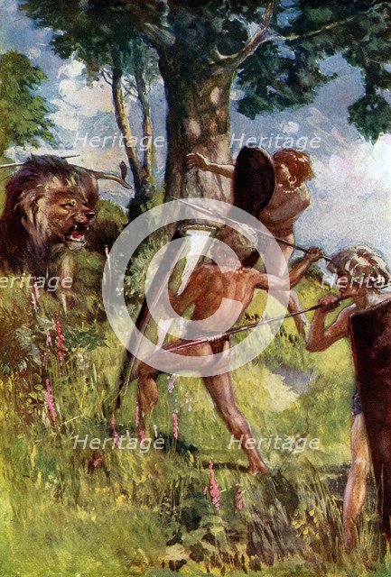 Lion hunters of the European Bronze Age, (c1920). Artist: Unknown